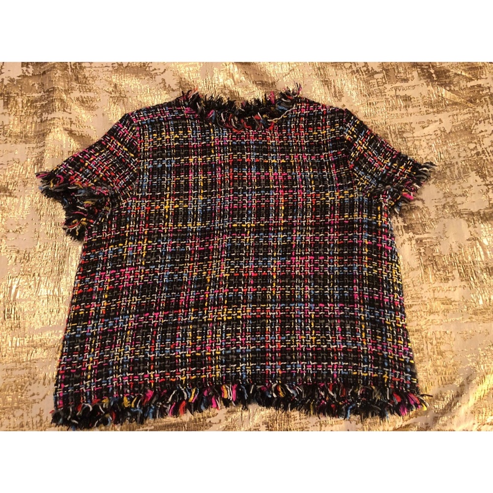 Zara Rainbow Tweed Top with Fringe